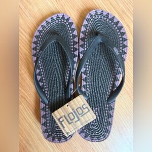 Flojos Black and Purple Patterned Sandals